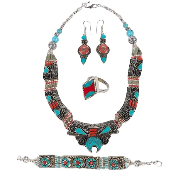 Handcrafted_Hamsa_Nepali_Necklace_Set_For_Women_Girls_Tibetan_Afghani_Metal_Beaded_Jewellery_Set_With_Necklace_Bracelet_Earrings_Ring