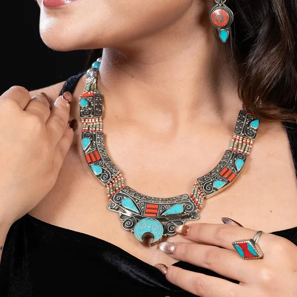 Handcrafted_Hamsa_Nepali_Necklace_Set_For_Women_Girls_Tibetan_Afghani_Metal_Beaded_Jewellery_Set_With_Necklace_Bracelet_Earrings_Ring