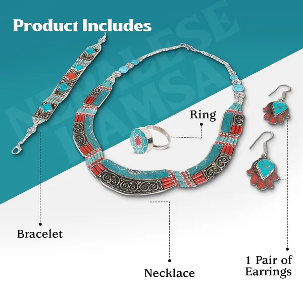 Handcrafted_Hamsa_Nepali_Necklace_Set_For_Women_Girls_Tibetan_Afghani_Metal_Beaded_Jewellery_Set_With_Necklace_Bracelet_Earrings_Ring