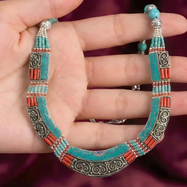 Handcrafted_Hamsa_Nepali_Necklace_Set_For_Women_Girls_Tibetan_Afghani_Metal_Beaded_Jewellery_Set_With_Necklace_Bracelet_Earrings_Ring