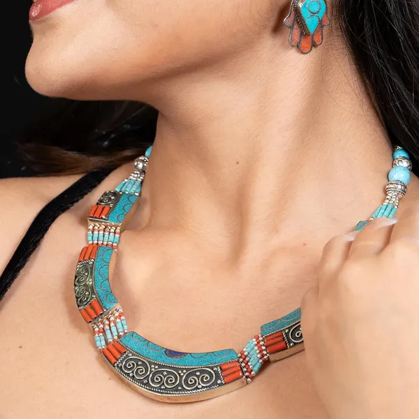 Handcrafted_Hamsa_Nepali_Necklace_Set_For_Women_Girls_Tibetan_Afghani_Metal_Beaded_Jewellery_Set_With_Necklace_Bracelet_Earrings_Ring