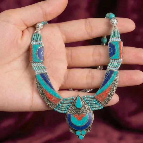 Handcrafted_Hamsa_Nepali_Necklace_Set_For_Women_Girls_Tibetan_Afghani_Metal_Beaded_Jewellery_Set_With_Necklace_Bracelet_Earrings_Ring