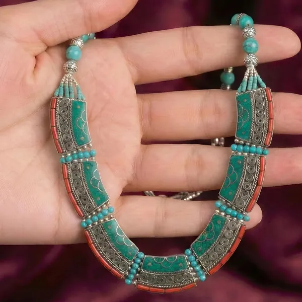 Handcrafted_Hamsa_Nepali_Necklace_Set_For_Women_Girls_Tibetan_Afghani_Metal_Beaded_Jewellery_Set_With_Necklace_Bracelet_Earrings_Ring