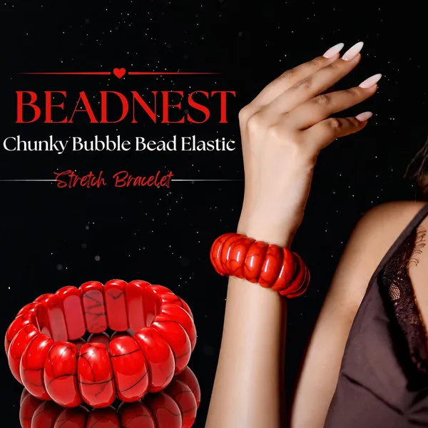 Chunky_Bubble_Bead_Elastic_Stretch_Bracelet_For_Women_Acrylic_Beaded_Stackable_Boho_Bracelet_Statement_Fashion_Jewellery_Navratri_Diwali_Party_Gift