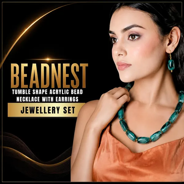 Beaded_Necklace_Set_With_Earrings_For_Women_Acrylic_Tumble_Bead_Jewellery_Navratri_Diwali_Wedding_Gift_Ethnic_Boho_Party_Daily_Wear