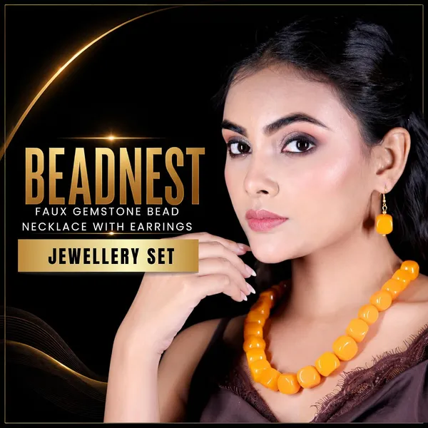Faux_Gemstone_Bead_Necklace_For_Women_Natural_Stone_Inspired_Acrylic_Beaded_Necklace_Boho_Earthy_Statement_Jewellery_Navratri_Diwali_Party_Gift_Ethnic_Fashion