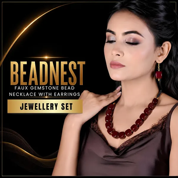 Faux_Gemstone_Bead_Necklace_For_Women_Natural_Stone_Inspired_Acrylic_Beaded_Necklace_Boho_Earthy_Statement_Jewellery_Navratri_Diwali_Party_Gift_Ethnic_Fashion
