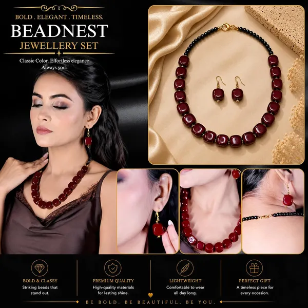 Faux_Gemstone_Bead_Necklace_For_Women_Natural_Stone_Inspired_Acrylic_Beaded_Necklace_Boho_Earthy_Statement_Jewellery_Navratri_Diwali_Party_Gift_Ethnic_Fashion