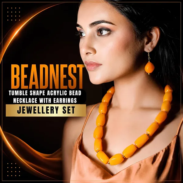 Beaded_Necklace_Set_With_Earrings_For_Women_Acrylic_Tumble_Bead_Jewellery_Navratri_Diwali_Wedding_Gift_Ethnic_Boho_Party_Daily_Wear