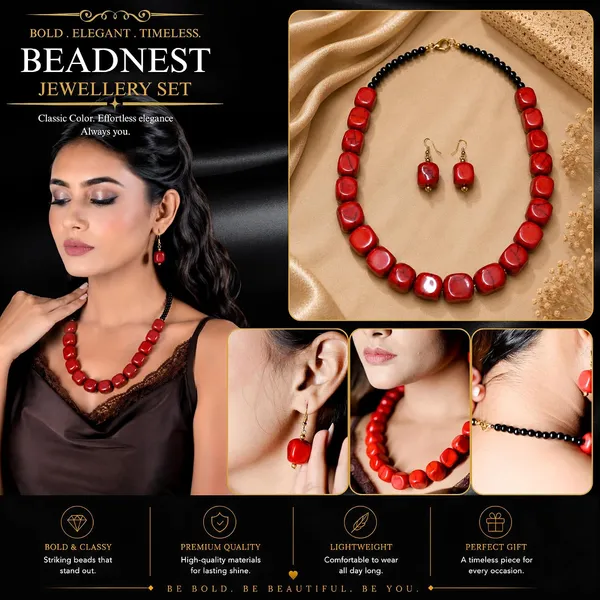 Faux_Gemstone_Bead_Necklace_For_Women_Natural_Stone_Inspired_Acrylic_Beaded_Necklace_Boho_Earthy_Statement_Jewellery_Navratri_Diwali_Party_Gift_Ethnic_Fashion