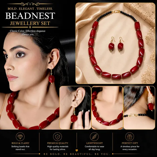 Beaded_Necklace_Set_With_Earrings_For_Women_Acrylic_Tumble_Bead_Jewellery_Navratri_Diwali_Wedding_Gift_Ethnic_Boho_Party_Daily_Wear