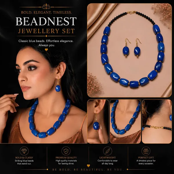 Beaded_Necklace_Set_With_Earrings_For_Women_Acrylic_Tumble_Bead_Jewellery_Navratri_Diwali_Wedding_Gift_Ethnic_Boho_Party_Daily_Wear