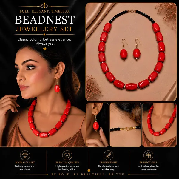 Beaded_Necklace_Set_With_Earrings_For_Women_Acrylic_Tumble_Bead_Jewellery_Navratri_Diwali_Wedding_Gift_Ethnic_Boho_Party_Daily_Wear