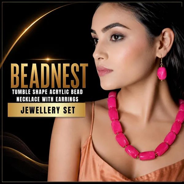 Beaded_Necklace_Set_With_Earrings_For_Women_Acrylic_Tumble_Bead_Jewellery_Navratri_Diwali_Wedding_Gift_Ethnic_Boho_Party_Daily_Wear