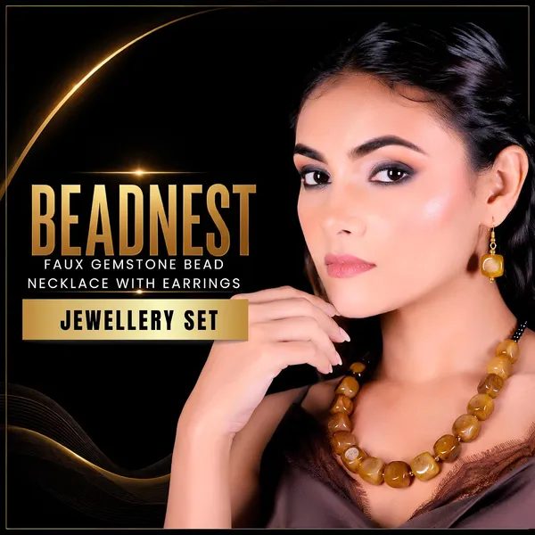 Faux_Gemstone_Bead_Necklace_For_Women_Natural_Stone_Inspired_Acrylic_Beaded_Necklace_Boho_Earthy_Statement_Jewellery_Navratri_Diwali_Party_Gift_Ethnic_Fashion