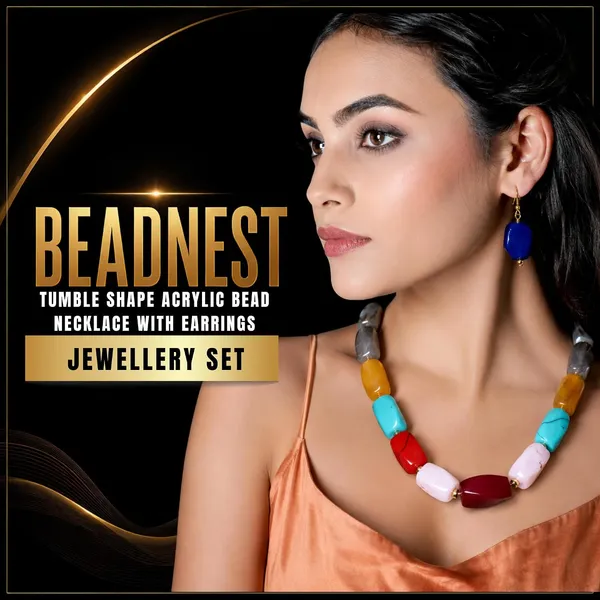 Beaded_Necklace_Set_With_Earrings_For_Women_Acrylic_Tumble_Bead_Jewellery_Navratri_Diwali_Wedding_Gift_Ethnic_Boho_Party_Daily_Wear