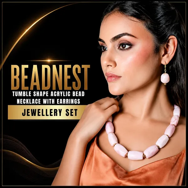 Beaded_Necklace_Set_With_Earrings_For_Women_Acrylic_Tumble_Bead_Jewellery_Navratri_Diwali_Wedding_Gift_Ethnic_Boho_Party_Daily_Wear