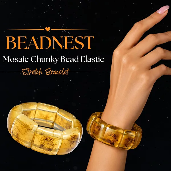Mosaic_Chunky_Bead_Elastic_Stretch_Bracelet_For_Women_Small_Square_Stackable_Bead_Bracelet_Dainty_Acrylic_Fashion_Jewellery_Navratri_Diwali_Party_Gift_Boho_Daily_Wear