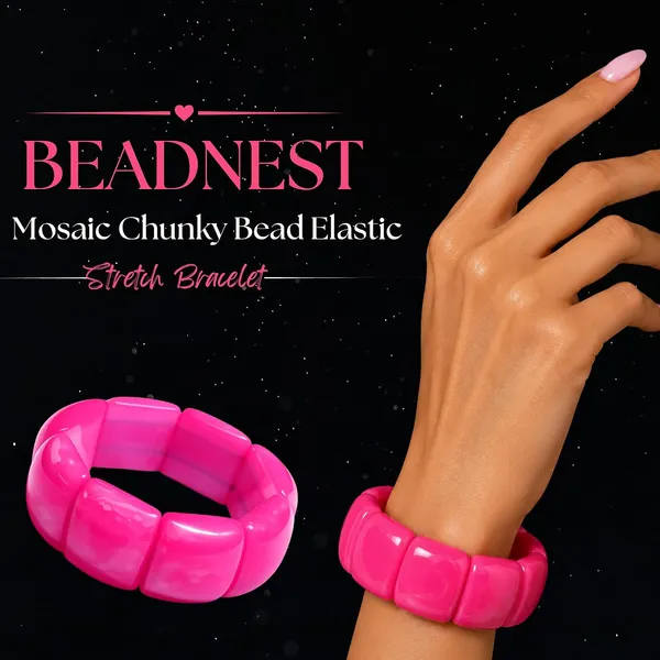 Mosaic_Chunky_Bead_Elastic_Stretch_Bracelet_For_Women_Small_Square_Stackable_Bead_Bracelet_Dainty_Acrylic_Fashion_Jewellery_Navratri_Diwali_Party_Gift_Boho_Daily_Wear