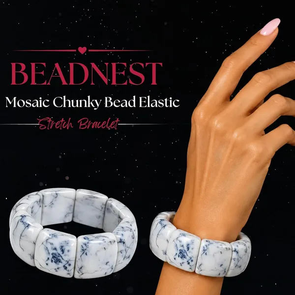 Mosaic_Chunky_Bead_Elastic_Stretch_Bracelet_For_Women_Small_Square_Stackable_Bead_Bracelet_Dainty_Acrylic_Fashion_Jewellery_Navratri_Diwali_Party_Gift_Boho_Daily_Wear