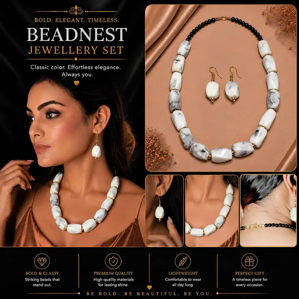 Beaded_Necklace_Set_With_Earrings_For_Women_Acrylic_Tumble_Bead_Jewellery_Navratri_Diwali_Wedding_Gift_Ethnic_Boho_Party_Daily_Wear