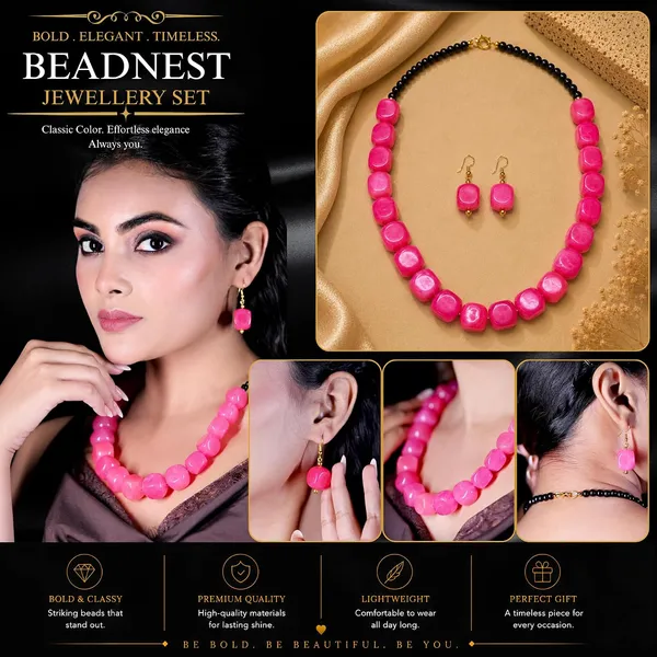 Faux_Gemstone_Bead_Necklace_For_Women_Natural_Stone_Inspired_Acrylic_Beaded_Necklace_Boho_Earthy_Statement_Jewellery_Navratri_Diwali_Party_Gift_Ethnic_Fashion