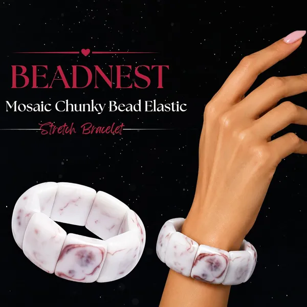 Mosaic_Chunky_Bead_Elastic_Stretch_Bracelet_For_Women_Small_Square_Stackable_Bead_Bracelet_Dainty_Acrylic_Fashion_Jewellery_Navratri_Diwali_Party_Gift_Boho_Daily_Wear