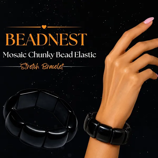 Mosaic_Chunky_Bead_Elastic_Stretch_Bracelet_For_Women_Small_Square_Stackable_Bead_Bracelet_Dainty_Acrylic_Fashion_Jewellery_Navratri_Diwali_Party_Gift_Boho_Daily_Wear
