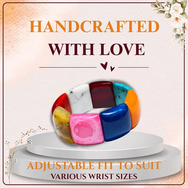 Mosaic_Chunky_Bead_Elastic_Stretch_Bracelet_For_Women_Small_Square_Stackable_Bead_Bracelet_Dainty_Acrylic_Fashion_Jewellery_Navratri_Diwali_Party_Gift_Boho_Daily_Wear
