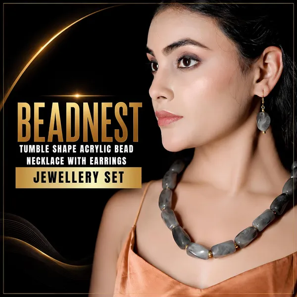 Beaded_Necklace_Set_With_Earrings_For_Women_Acrylic_Tumble_Bead_Jewellery_Navratri_Diwali_Wedding_Gift_Ethnic_Boho_Party_Daily_Wear