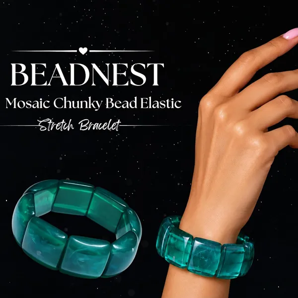 Mosaic_Chunky_Bead_Elastic_Stretch_Bracelet_For_Women_Small_Square_Stackable_Bead_Bracelet_Dainty_Acrylic_Fashion_Jewellery_Navratri_Diwali_Party_Gift_Boho_Daily_Wear