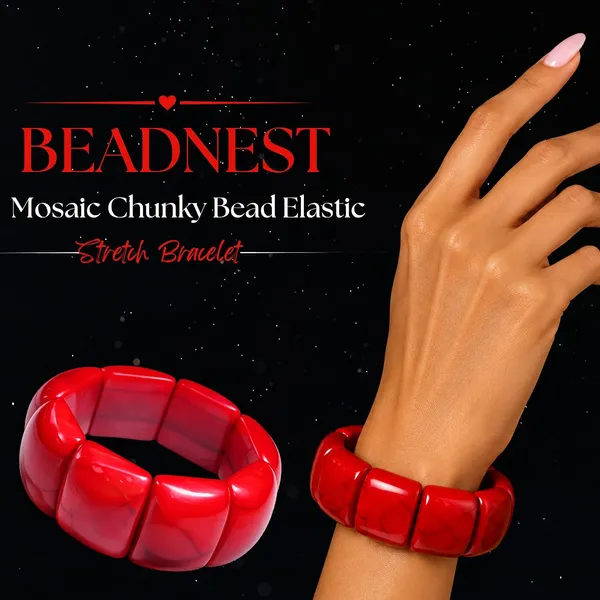 Mosaic_Chunky_Bead_Elastic_Stretch_Bracelet_For_Women_Small_Square_Stackable_Bead_Bracelet_Dainty_Acrylic_Fashion_Jewellery_Navratri_Diwali_Party_Gift_Boho_Daily_Wear