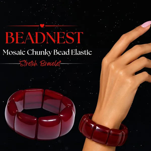Mosaic_Chunky_Bead_Elastic_Stretch_Bracelet_For_Women_Small_Square_Stackable_Bead_Bracelet_Dainty_Acrylic_Fashion_Jewellery_Navratri_Diwali_Party_Gift_Boho_Daily_Wear