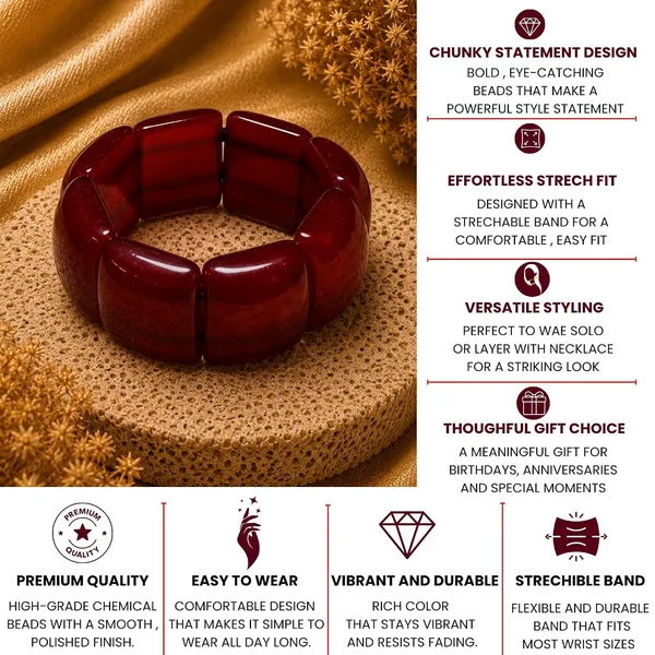 Mosaic_Chunky_Bead_Elastic_Stretch_Bracelet_For_Women_Small_Square_Stackable_Bead_Bracelet_Dainty_Acrylic_Fashion_Jewellery_Navratri_Diwali_Party_Gift_Boho_Daily_Wear