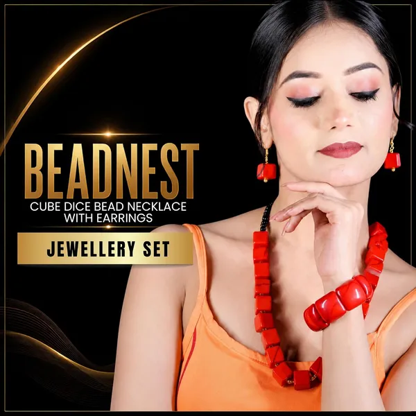 Cube_Dice_Bead_Necklace_For_Women_Chunky_Square_Block_Beaded_Statement_Necklace_Bold_Acrylic_Fashion_Jewellery_Navratri_Diwali_Party_Gift_Ethnic_Boho_Casual