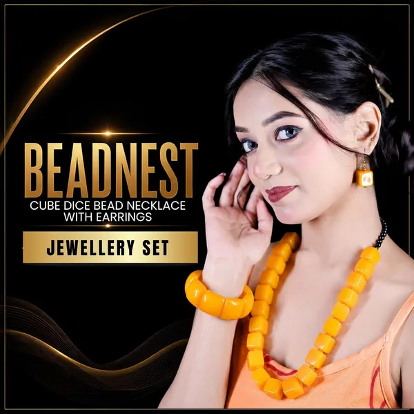 Cube_Dice_Bead_Necklace_For_Women_Chunky_Square_Block_Beaded_Statement_Necklace_Bold_Acrylic_Fashion_Jewellery_Navratri_Diwali_Party_Gift_Ethnic_Boho_Casual