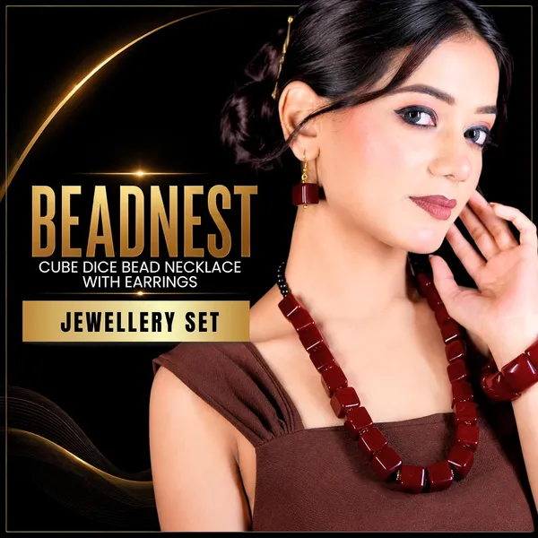 Cube_Dice_Bead_Necklace_For_Women_Chunky_Square_Block_Beaded_Statement_Necklace_Bold_Acrylic_Fashion_Jewellery_Navratri_Diwali_Party_Gift_Ethnic_Boho_Casual