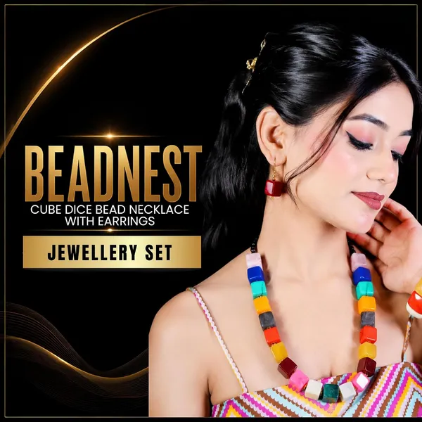 Cube_Dice_Bead_Necklace_For_Women_Chunky_Square_Block_Beaded_Statement_Necklace_Bold_Acrylic_Fashion_Jewellery_Navratri_Diwali_Party_Gift_Ethnic_Boho_Casual