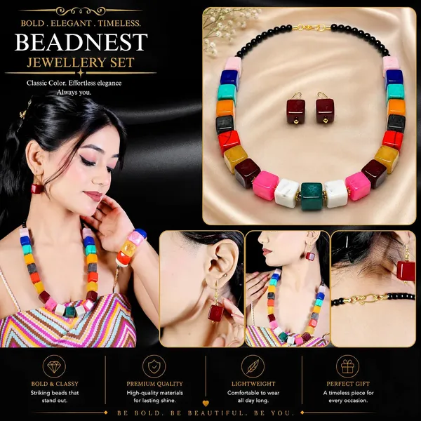 Cube_Dice_Bead_Necklace_For_Women_Chunky_Square_Block_Beaded_Statement_Necklace_Bold_Acrylic_Fashion_Jewellery_Navratri_Diwali_Party_Gift_Ethnic_Boho_Casual