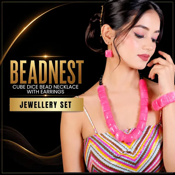 Cube_Dice_Bead_Necklace_For_Women_Chunky_Square_Block_Beaded_Statement_Necklace_Bold_Acrylic_Fashion_Jewellery_Navratri_Diwali_Party_Gift_Ethnic_Boho_Casual