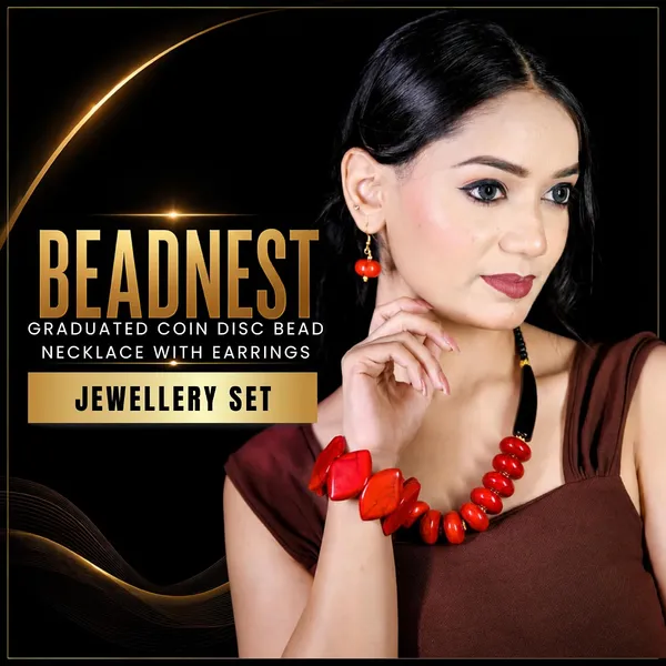 Graduated_Coin_Disc_Bead_Necklace_For_Women_Flat_Circular_Cascading_Beaded_Statement_Necklace_Bold_Acrylic_Fashion_Jewellery_Navratri_Diwali_Party_Gift_Ethnic_Boho