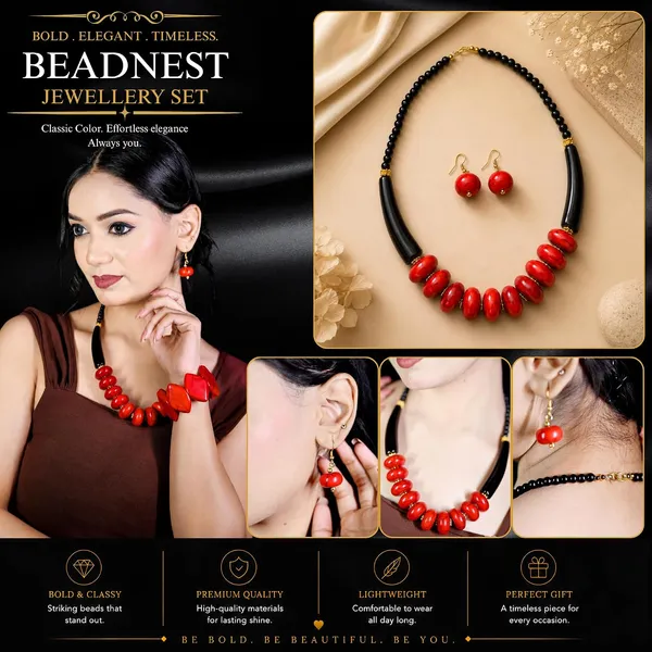 Graduated_Coin_Disc_Bead_Necklace_For_Women_Flat_Circular_Cascading_Beaded_Statement_Necklace_Bold_Acrylic_Fashion_Jewellery_Navratri_Diwali_Party_Gift_Ethnic_Boho