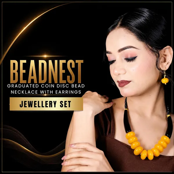 Graduated_Coin_Disc_Bead_Necklace_For_Women_Flat_Circular_Cascading_Beaded_Statement_Necklace_Bold_Acrylic_Fashion_Jewellery_Navratri_Diwali_Party_Gift_Ethnic_Boho