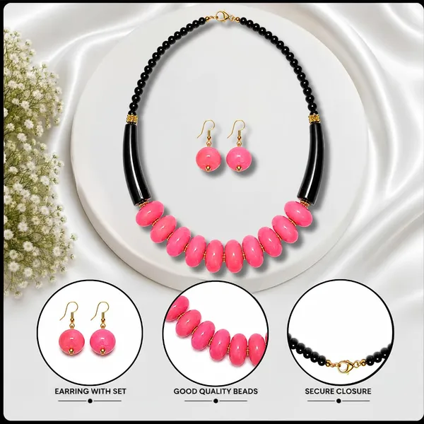 Graduated_Coin_Disc_Bead_Necklace_For_Women_Flat_Circular_Cascading_Beaded_Statement_Necklace_Bold_Acrylic_Fashion_Jewellery_Navratri_Diwali_Party_Gift_Ethnic_Boho
