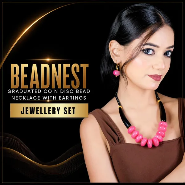 Graduated_Coin_Disc_Bead_Necklace_For_Women_Flat_Circular_Cascading_Beaded_Statement_Necklace_Bold_Acrylic_Fashion_Jewellery_Navratri_Diwali_Party_Gift_Ethnic_Boho