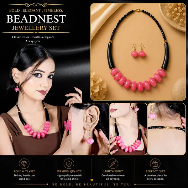 Graduated_Coin_Disc_Bead_Necklace_For_Women_Flat_Circular_Cascading_Beaded_Statement_Necklace_Bold_Acrylic_Fashion_Jewellery_Navratri_Diwali_Party_Gift_Ethnic_Boho