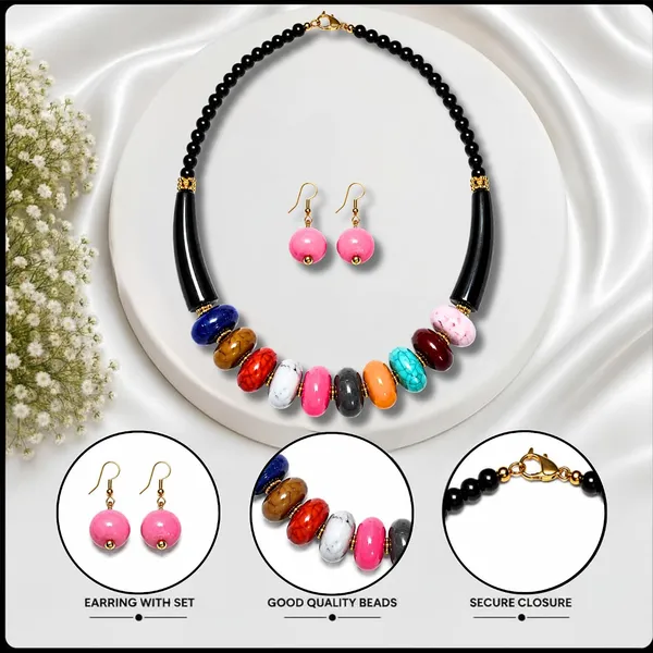 Graduated_Coin_Disc_Bead_Necklace_For_Women_Flat_Circular_Cascading_Beaded_Statement_Necklace_Bold_Acrylic_Fashion_Jewellery_Navratri_Diwali_Party_Gift_Ethnic_Boho