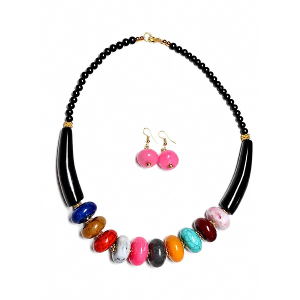 Graduated_Coin_Disc_Bead_Necklace_For_Women_Flat_Circular_Cascading_Beaded_Statement_Necklace_Bold_Acrylic_Fashion_Jewellery_Navratri_Diwali_Party_Gift_Ethnic_Boho