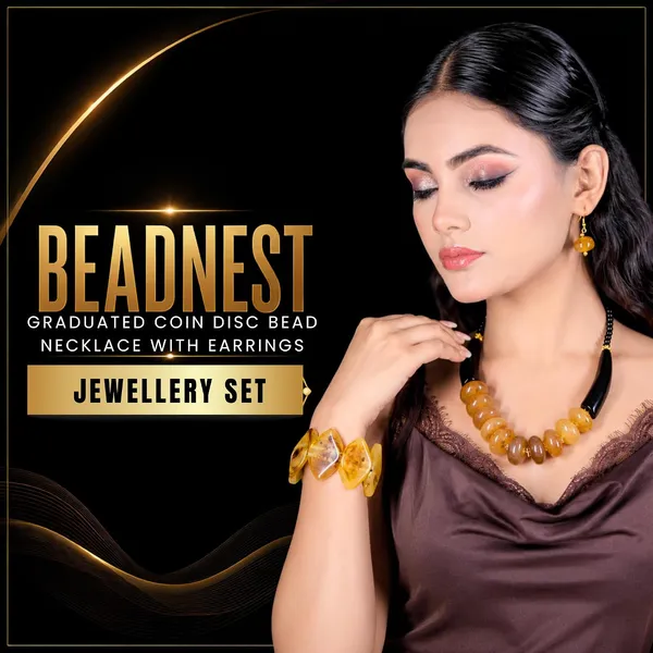 Graduated_Coin_Disc_Bead_Necklace_For_Women_Flat_Circular_Cascading_Beaded_Statement_Necklace_Bold_Acrylic_Fashion_Jewellery_Navratri_Diwali_Party_Gift_Ethnic_Boho