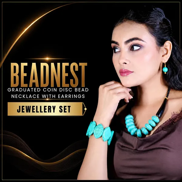 Graduated_Coin_Disc_Bead_Necklace_For_Women_Flat_Circular_Cascading_Beaded_Statement_Necklace_Bold_Acrylic_Fashion_Jewellery_Navratri_Diwali_Party_Gift_Ethnic_Boho
